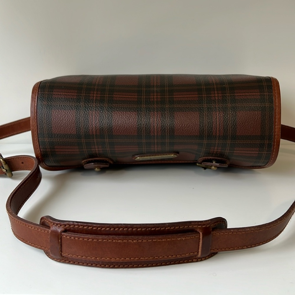 Vintage Ralph Lauren Brown Tartan Plaid Crossbody Messenger Saddle Bag - Picture 9 of 16